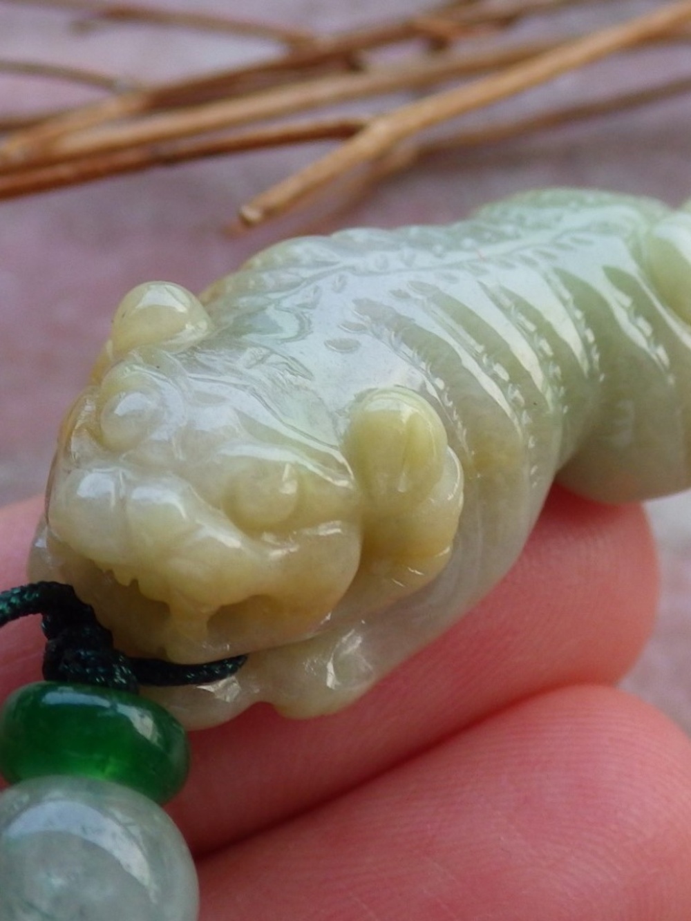 Certified Natural Myanmar Burma A Jade Jadeite Zodiac Tiger Pendant Necklace